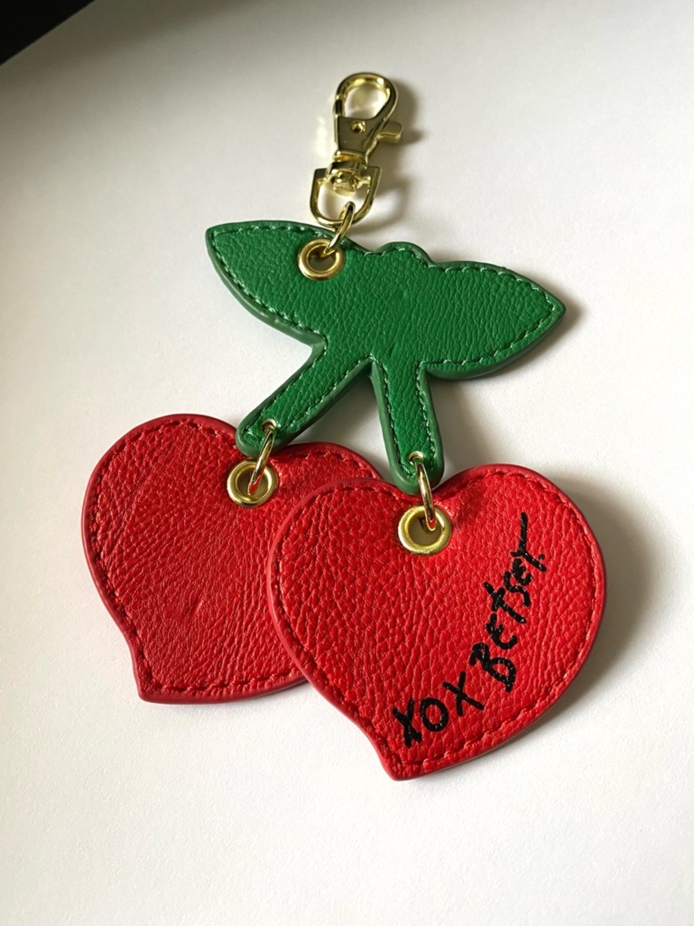 Betsey Johnson XOX Cherry Heart Purse Charm Fob Keychain - Picture 2 of 5